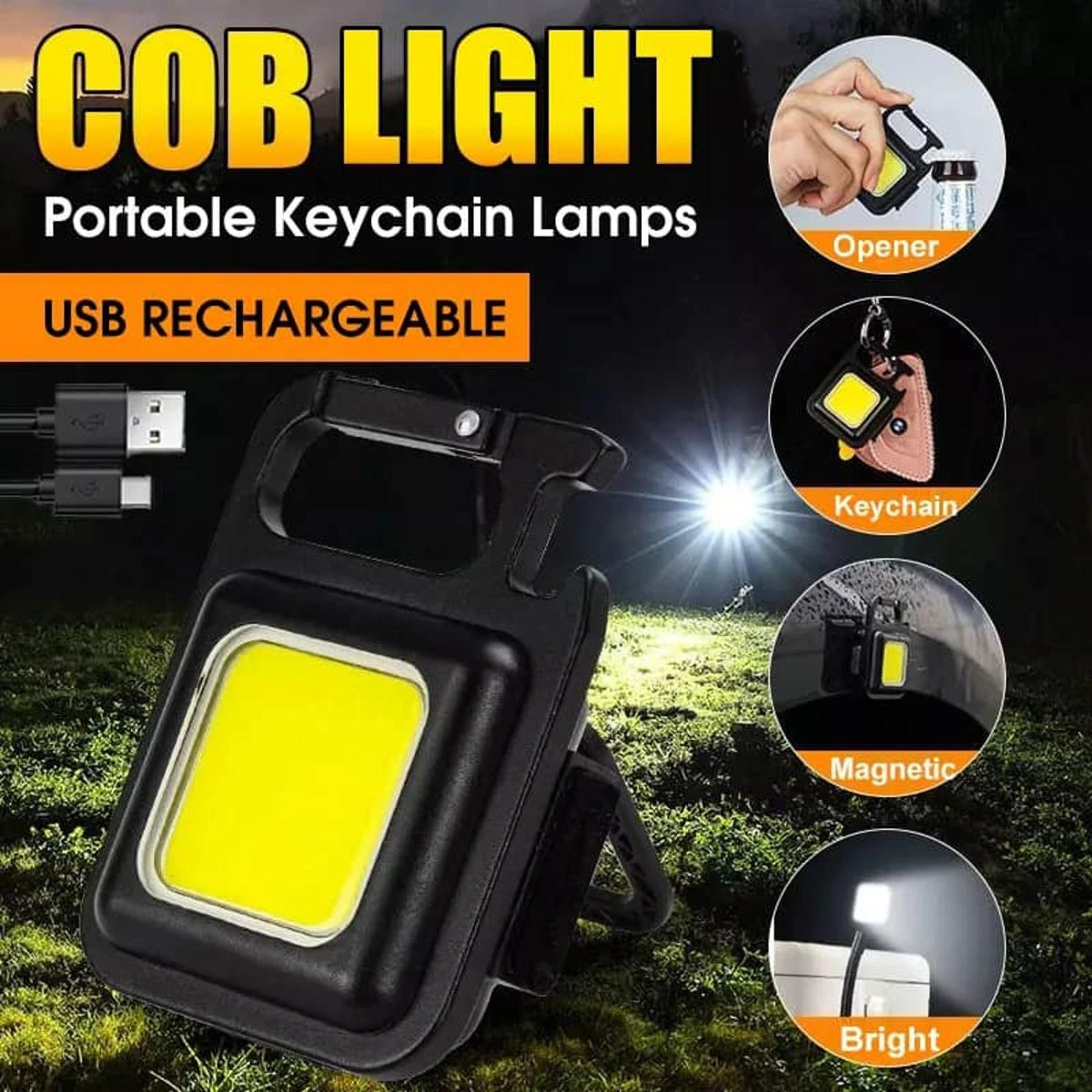 HIGH QULITY USB RECHARGEABLE MINI COB LIGHT 43% Off