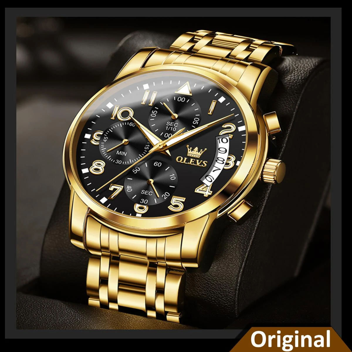 OLEVS 2879 Luxury Watch For Men- Golden & Black