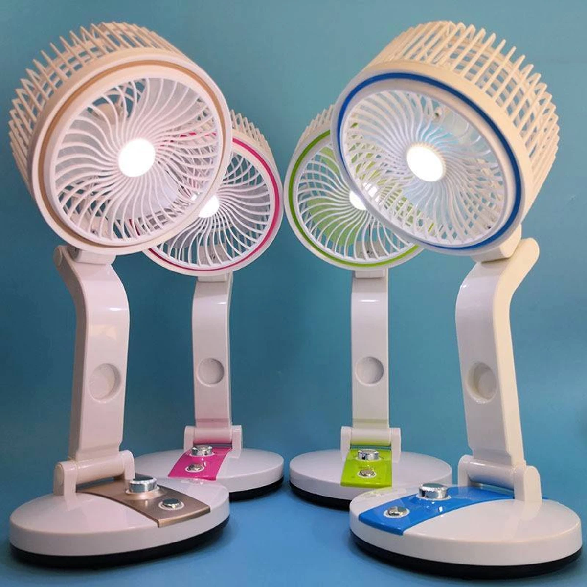 রিচার্জেবল টেবিল ফ্যান উইথ LED লাইট