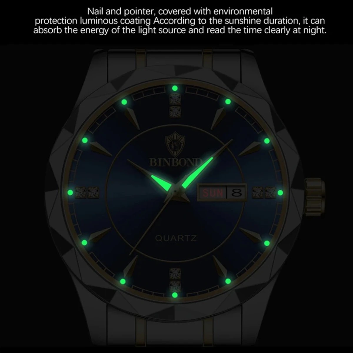 Luxury Binbond New Trendy Men's Watch Men's Waterproof Tungsten Steel Calendar Quartz Watch Popular