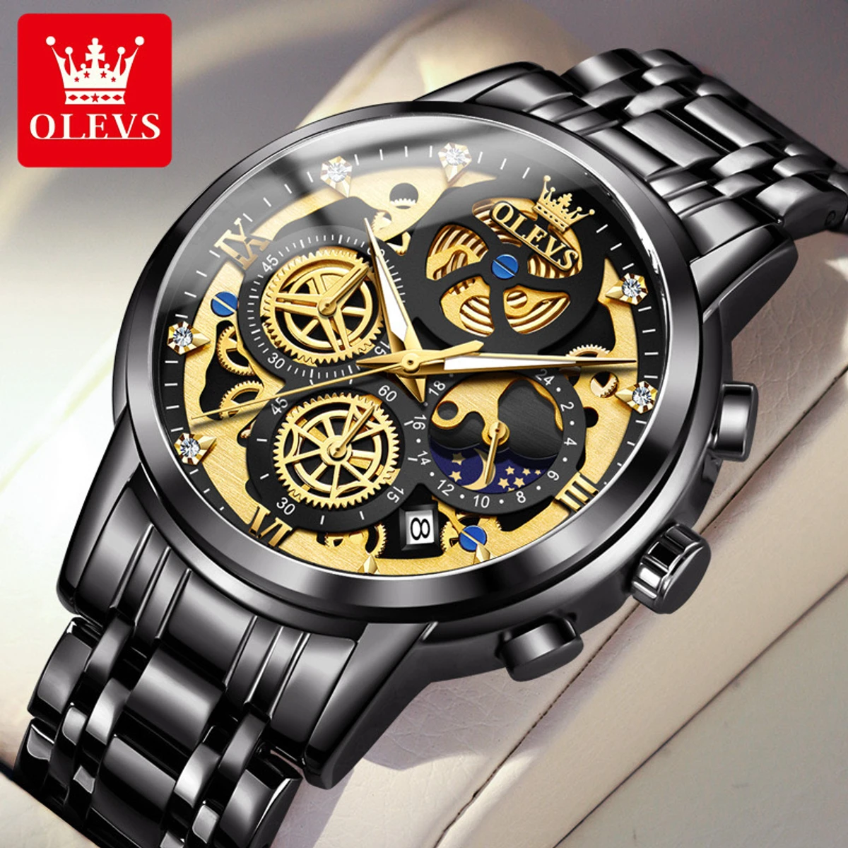 OLEVS Top Quartz Men's Brand Watch Luxury Watch Style Men's Watch- Black