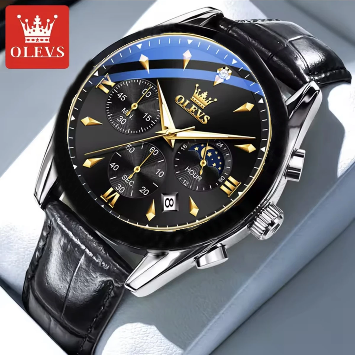 OLEVS 3609 Men's Watch High Quality Watch Luxury Brand Men's Watch- Black