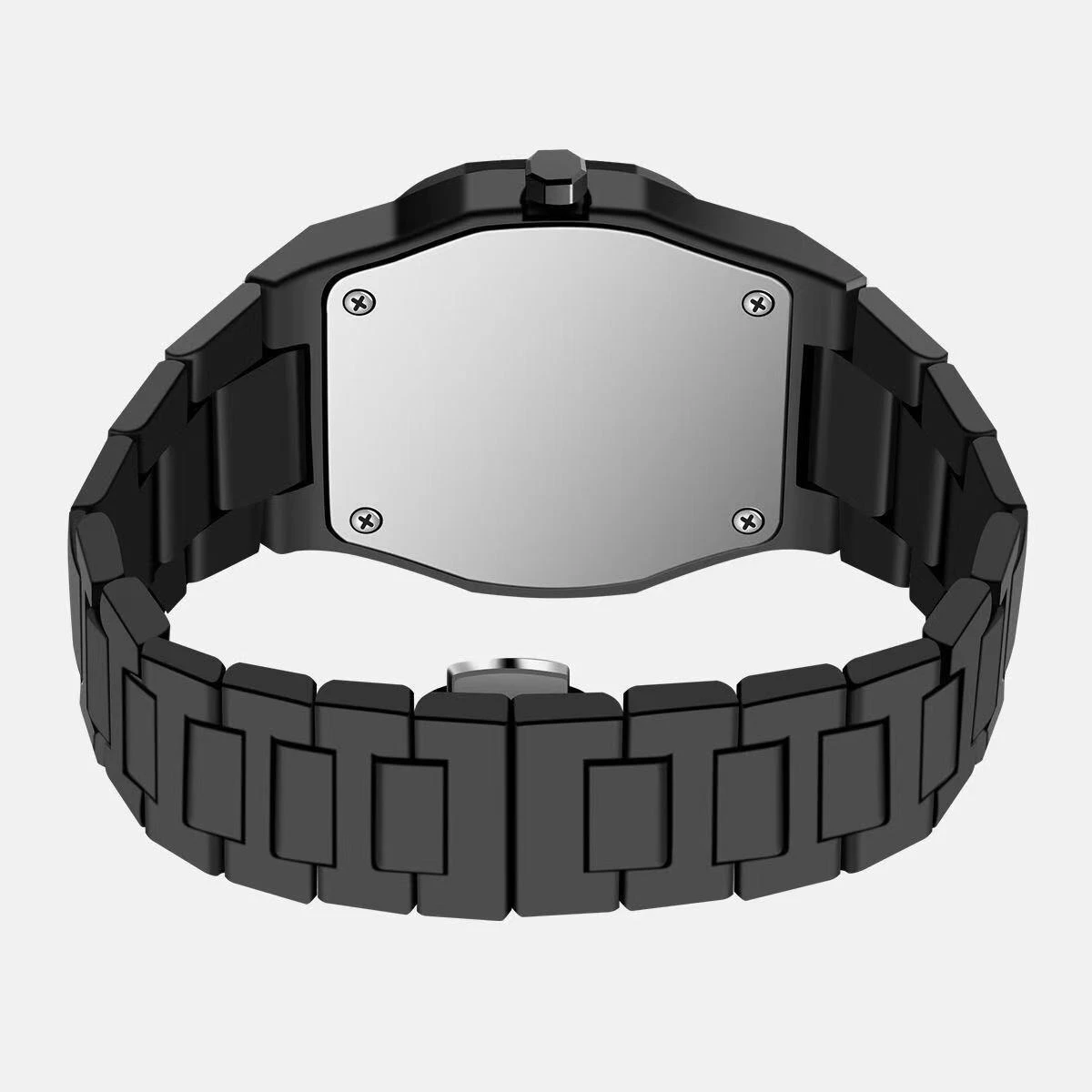 Arabic Digital Plastic Carbon Fiber body Strap Quartz Men's Watch Casual Waterproof - Black