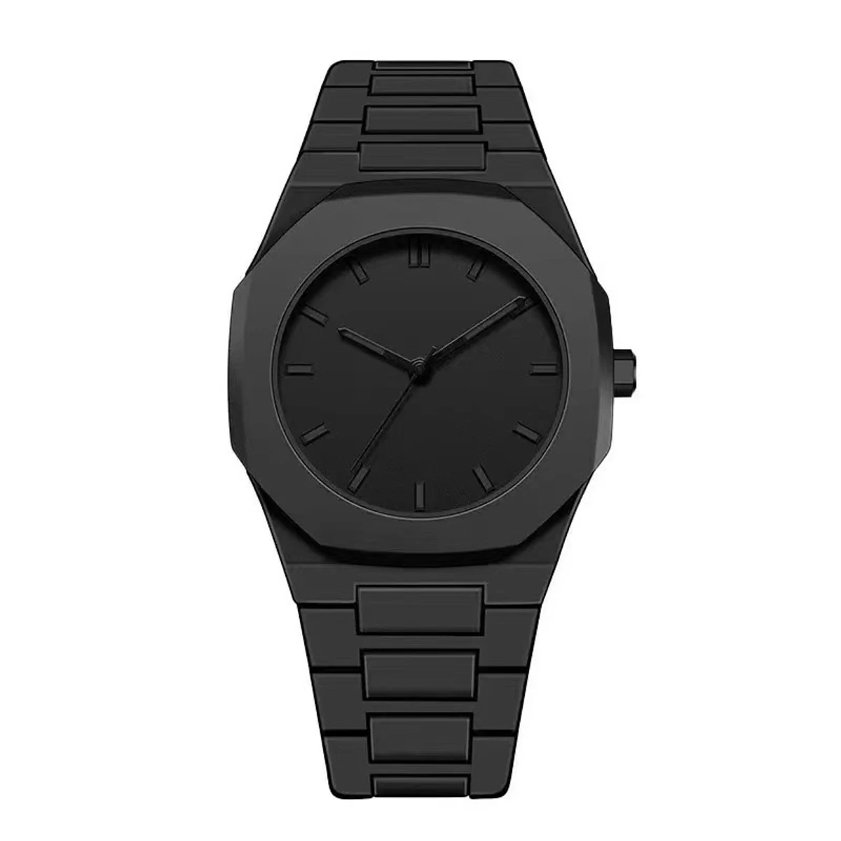 Arabic Digital Plastic Carbon Fiber body Strap Quartz Men's Watch Casual Waterproof - Black